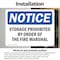 Signmission Storage Prohibited By Order Of The Fire Marshal, 7 in W x Rectangle, Vinyl Decal OS-2PACK-NS-D-57-L-18492 - alternate 3
